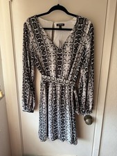 Express Women's Long Sleeve Snakeskin Print Mini Dress with Belt