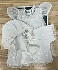 4-pc Vintage Pennys White Baptismal Christening Gown, Slip, Jacket  Bonnet