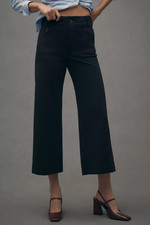 NWT Anthropologie Black The Colette Cropped Wide-Leg Pants by Maeve Knit Edition