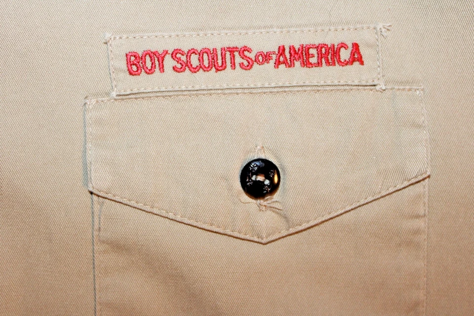 Camisa para hombre Boy Scouts of America BSA bronceada grande 100 % algodón pegada y cosida parche Foto 4 de 4