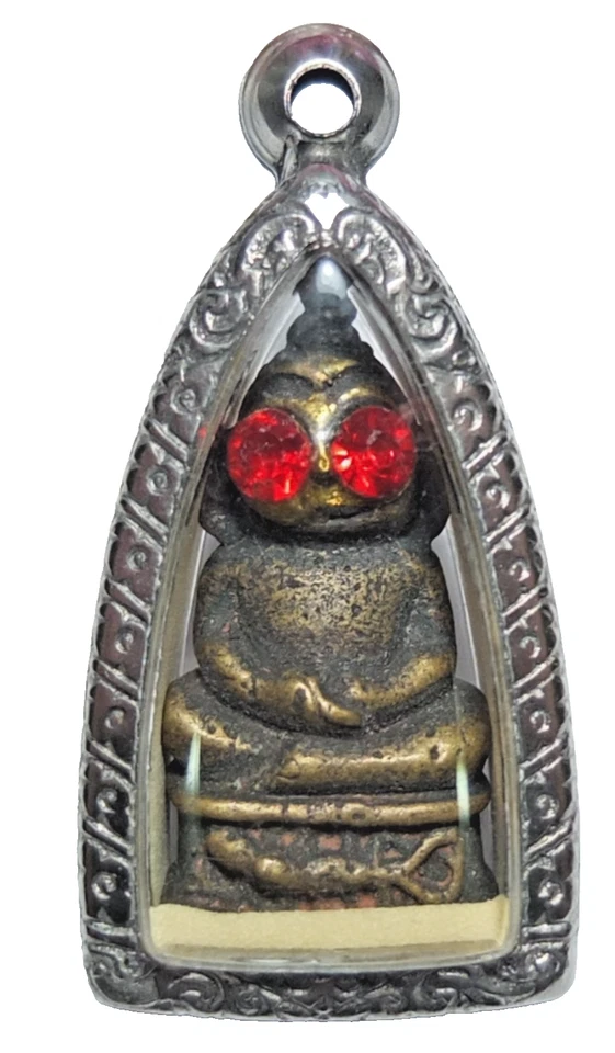 Phra Ngang Buda Tailandés Amuleto Ojos Rojos Lp Rit Bronce Bendita Suerte Riqueza Foto 2 de 4