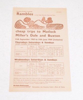Eisenbahn Handzettel BR (LM) Peak District Rambles Matlock 11. September 1963