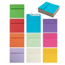 50Pack 6x6 Inch Colorful Square Envelopes for Wedding Birthday Party Invitations