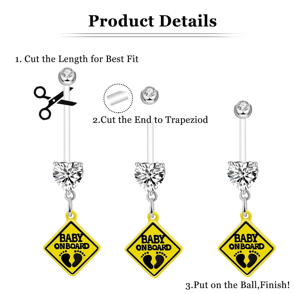 ONESING 3 Piezas 14G Embarazo Ombligo Anillos Flexibles Maternidad Vientre... Foto 3 de 4