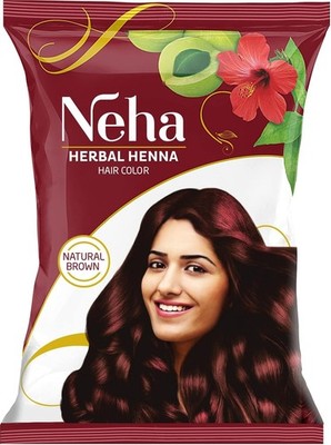 NEHA HERBALS HENNA HAIR COLOR BROWN 15G (Pack of 10) Free Shipping