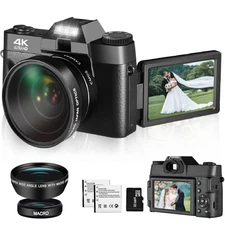 Upgrade 4K Digital Camera for Photography and Video, 16X 48MP Auto-Focus Vlog...