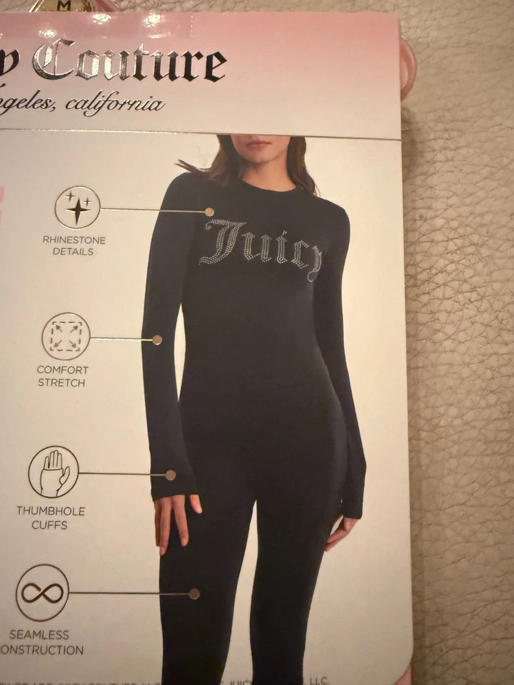 NUEVO JUEGO DE 2 LEGGINGS Y TOP SIN COSTURAS JUICY COUTURE M NEGRO TIK TOK VIRAL Foto 3 de 4