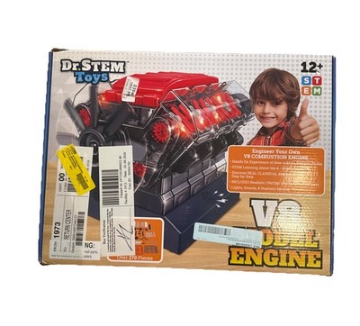 Dr. STEM Toys V8 Model Engine Kit, Over 250 Pieces Includes Sounds Lights! New