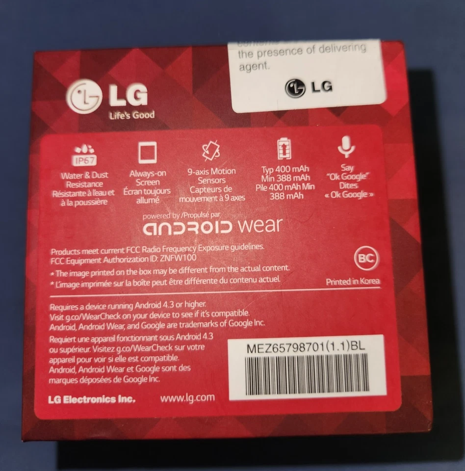 Reloj inteligente LG G Watch Android LG-W100 --Nunca usado --Negro Foto 3 de 4