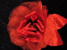 Millinery Flower Bright Red 5" Filmy Silk Organza Hat Wedding or Hair KM4 B