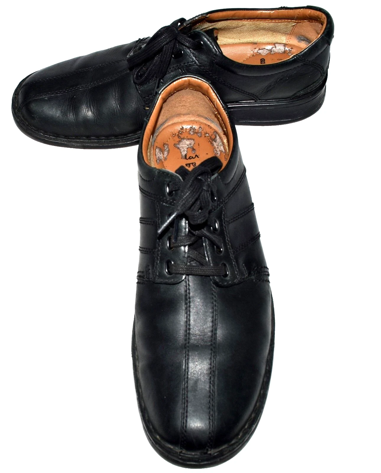 Clarks soletta Ortholite in pelle nera da uomo scarpe Oxford punta bicicletta taglia 10 5 M