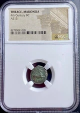 Ancient Greek Maroneia Thrace 400BC-300BC NGC Genuine Coin Trotting Horse