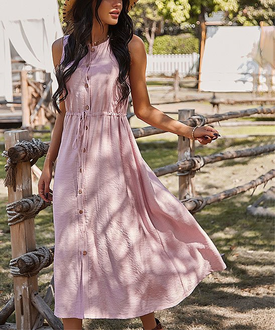 knee length dresses for ladies VICTORIA SLEEVELESS BUTTON-FRONT MIDI DRESS main image 1