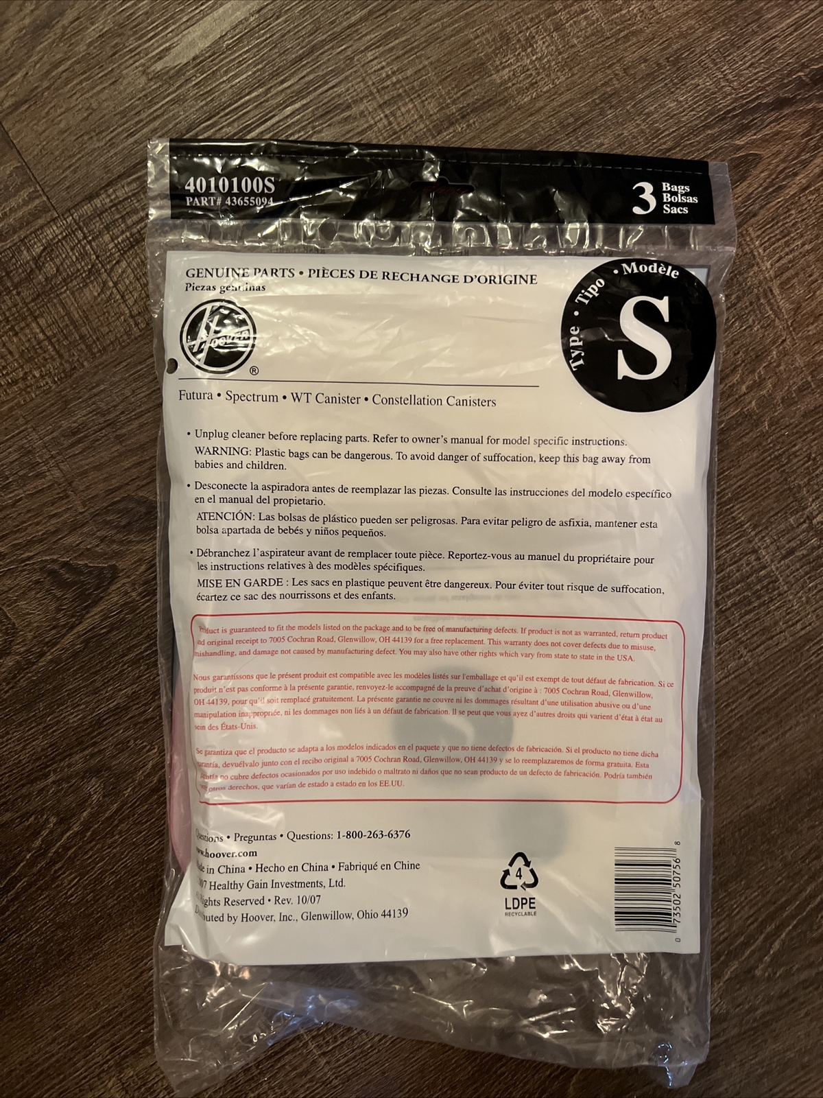 3 GENUINE HOOVER TYPE S VACUUM BAGSFutura Spectrum WT Canister