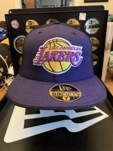 Los Angeles Lakers New Era 59FIFTY Purple & Black “Pin Wheel” Fitted Hat Size 7