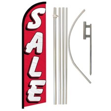 Sale Windless Banner Swooper Advertising Flag Pole Kit Red / White Sale Here