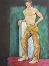 ANTIQUE DRAWING PORTRAIT MID CENTURY MODERN WPA AMERICAN WALTER E COHEN JR