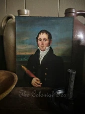 Captain Colonial Reproduction Portrait 8x10 Primitive Folk Art Early American