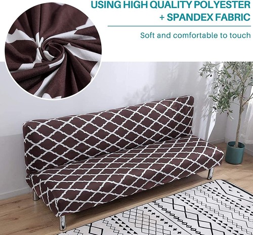 Armless Sofa Cover Futon Slipcover Stretch Folding Sofa Bed Couch Protector - 第 61/90 張圖片