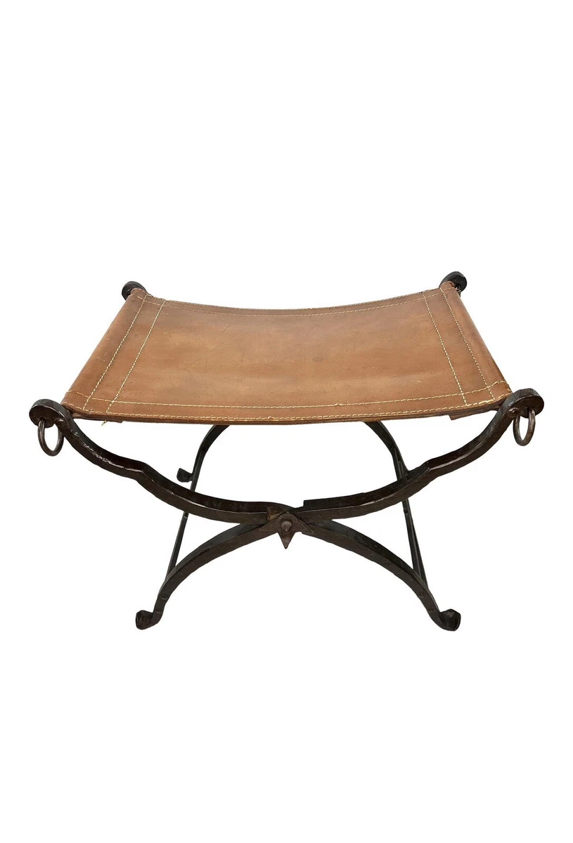 Leather folding stool sale