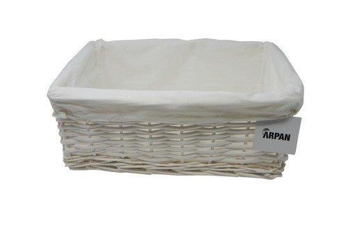 Arpan Hamper Storage Basket Large White Wicker With White Cloth Lining - Picture 6 of 9