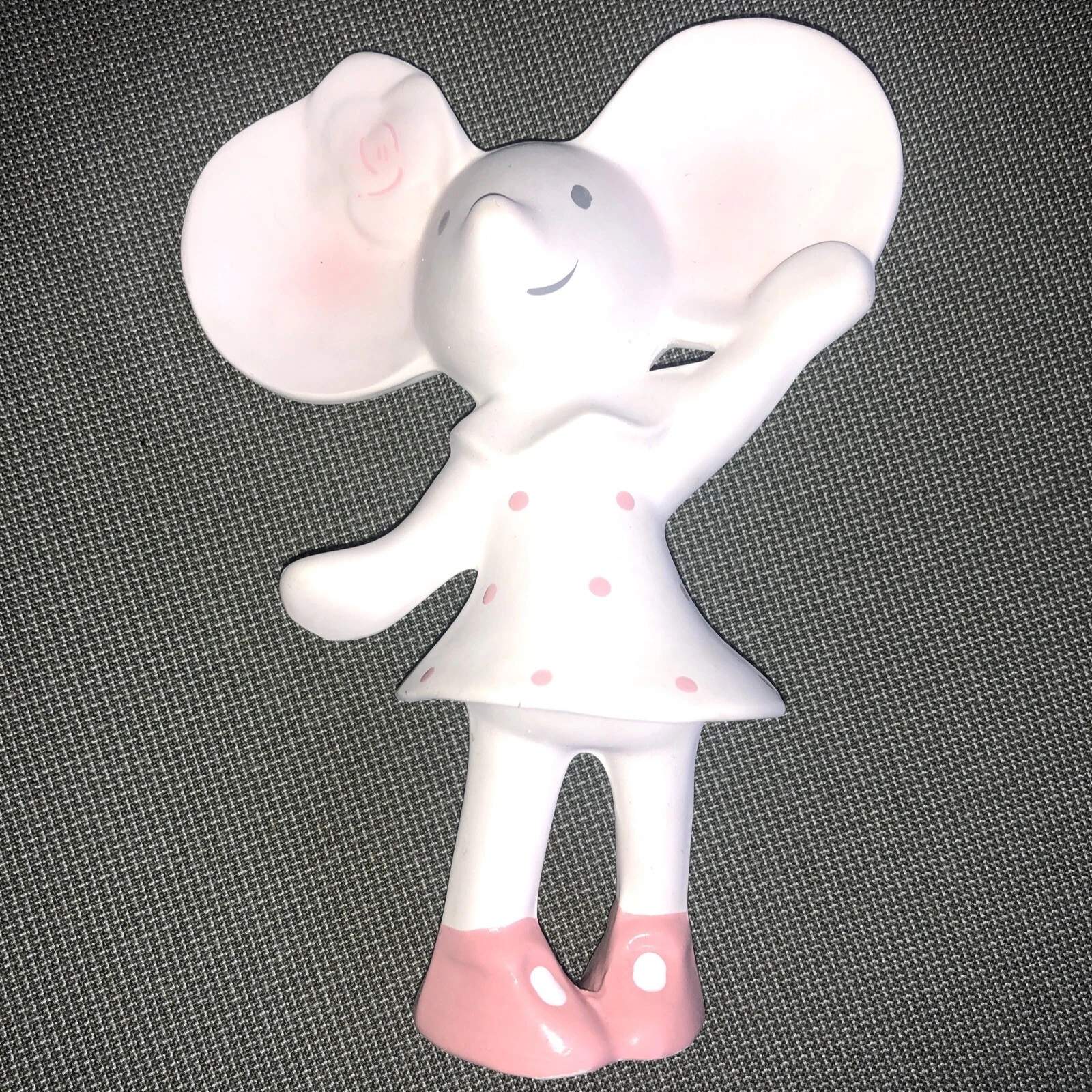 Meiya the Mouse Figure White and Pink Soft Rubber Teether Squeaker Baby Toys