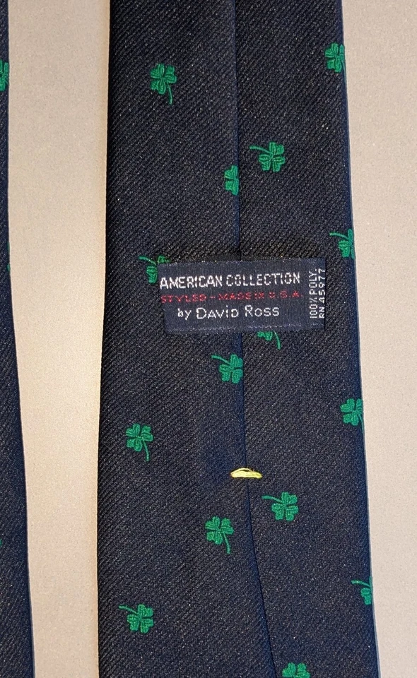 American Collection DAVID ROSS Shamrock Irish Tie Navy Blue St. Patrick's Day - Image 3 of 4