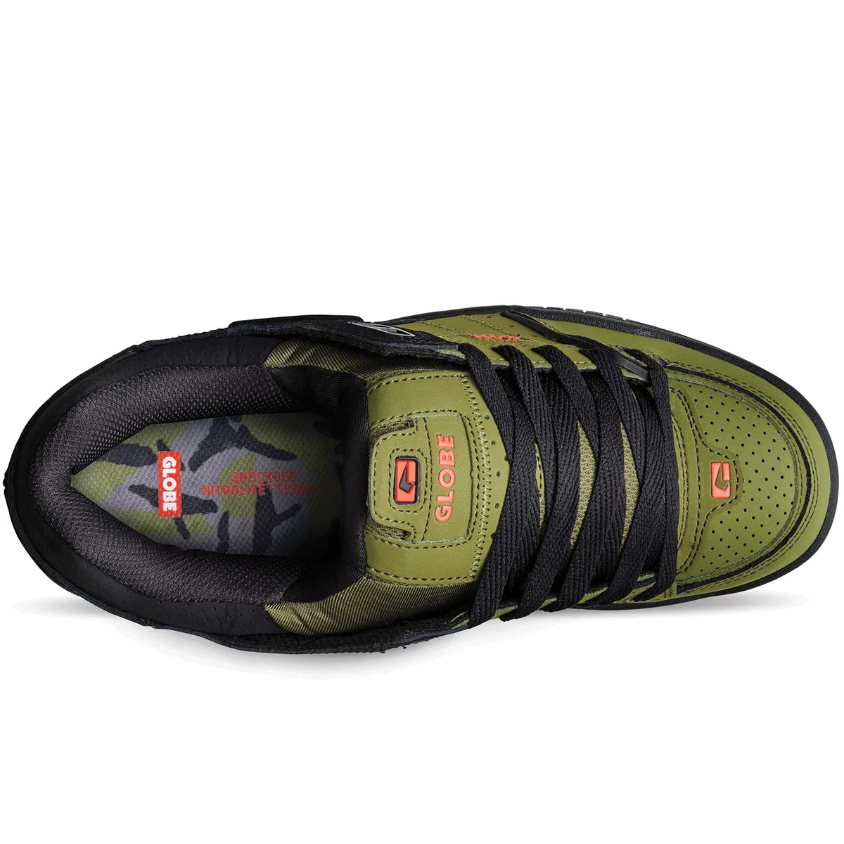 Globe Skateboard Shoes Fusion Olive Black Red