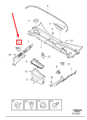 OEM VOLVO XC60 MK2 FRONT LEFT UPPER FENDER FILLER PANEL 31442052  