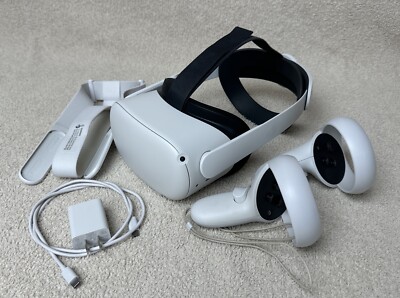 Meta Oculus Quest 2 128GB VR Headset W/ Elite Head strap, Controllers & Charger