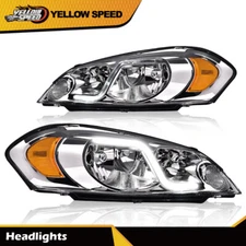 Fit For 2006-2016 Chevy Impala Chrome Housing Amber Corner Headlights W/LED DRL 