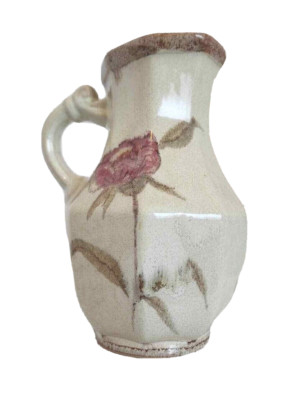 BAY Keramik Pitcher Vase 691-17 West German Pottery Vintage Rose Farmhouse WGP