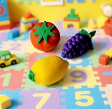 Lot Of 3 Miniature 1" 3D Erasers DIY Puzzle Creative Brand Fruit Variety Pack.
