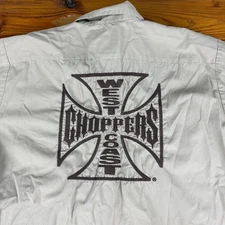 Jesse James Work Wear Men's XL Tan West Coast Choppers MC Club Patches Shirt