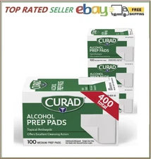 Curad Alcohol Prep Pads Swabs Wipes - 4Box 400 Counts Isopropyl Wipes Thick Pad.