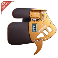 Gold Genuine Leather Archery Finger Tab with Aluminum Plate - Adjustable Fit