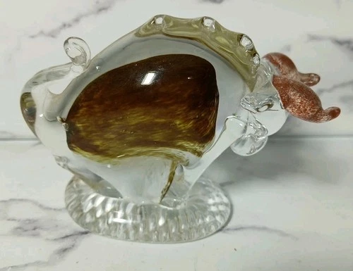 MCM Murano Glass Style Colored Art Glass BULL figurine Vtg