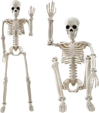 Halloween Decorations Outdoor, 2 Pack 36" Life Size Posable Human Skeleton Decor
