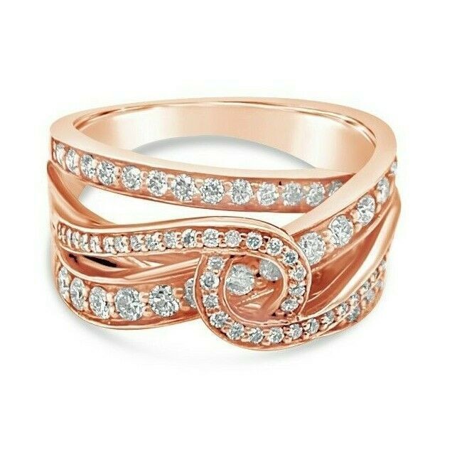 LeVian 14K Rose Gold Cocktail Ring for Women with 0.93 Carat Vanilla Diamonds