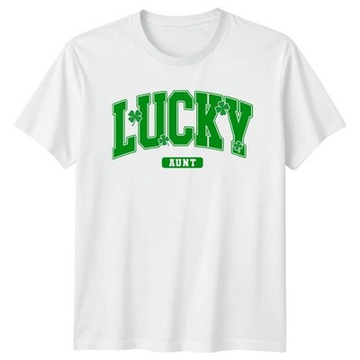Lucky Aunt St Patricks Day Family Unisex T-Shirt Damen Herren Tee Grafik
