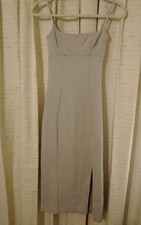 Zara Slim Strappy Bodycon Midi Dress Gray Small NWT
