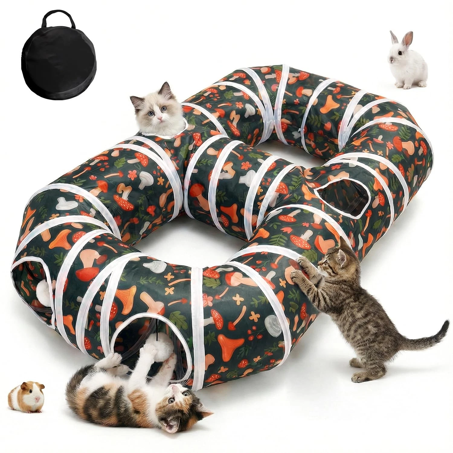 Cat Tunnel for Indoor Entertainment, Tear-Resistant Cat Play Tube with Play B...