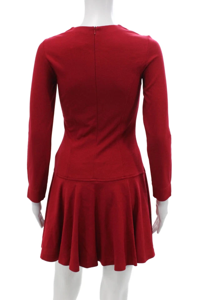 Monnalisa Girls Drop Waist Long Sleeve Mini Dress Red Size 12 - Image 3 of 4