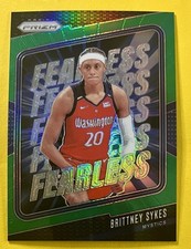 Brittney Sykes 2024 Panini Prizm WNBA GREEN PRIZM FEARLESS INSERT #15 MYSTICS