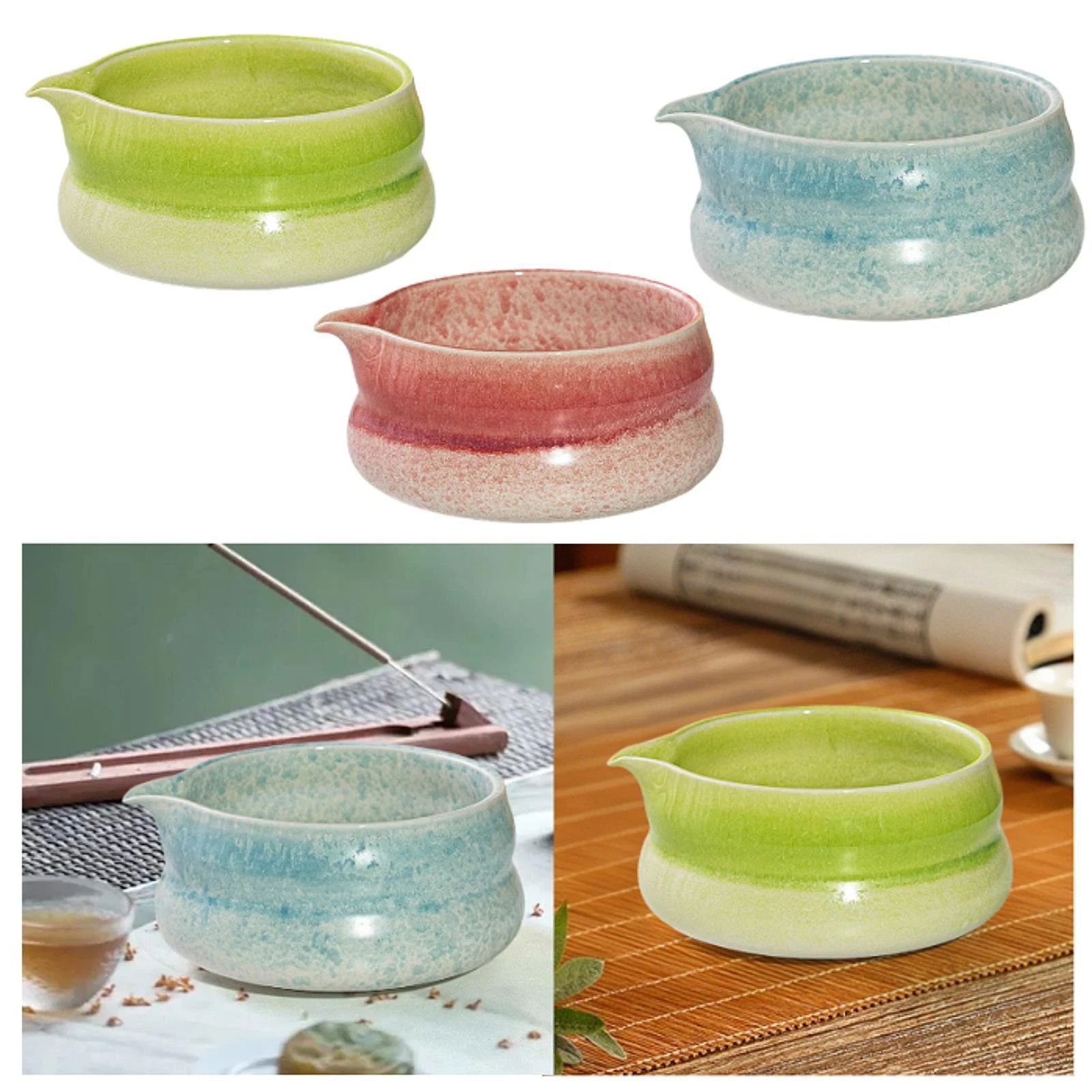 Ceramic Matcha Bowl Porcelain Tea Bowl Unique Elegant for Mixing with Spout