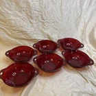 Anchor Hocking 4 1/2" Royal Ruby Red Depression Glass Berry Bowls Set of 6
