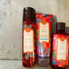 3 Pcs Set Bath  Body Works Viva Brazil Fragrance Mist Body Cream  Wash Gel New