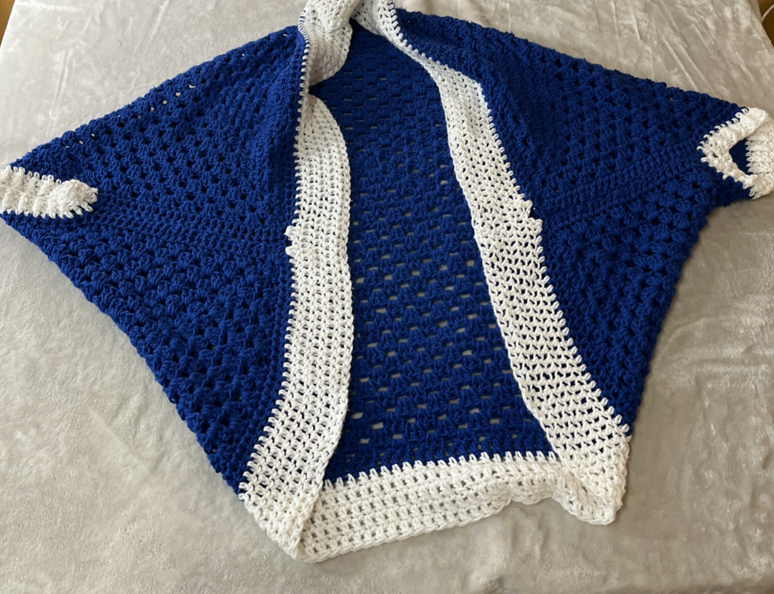 Hand Made Crochet Short Sleeve Open Shrug Cardigan Duster Cottage Grandma Boho