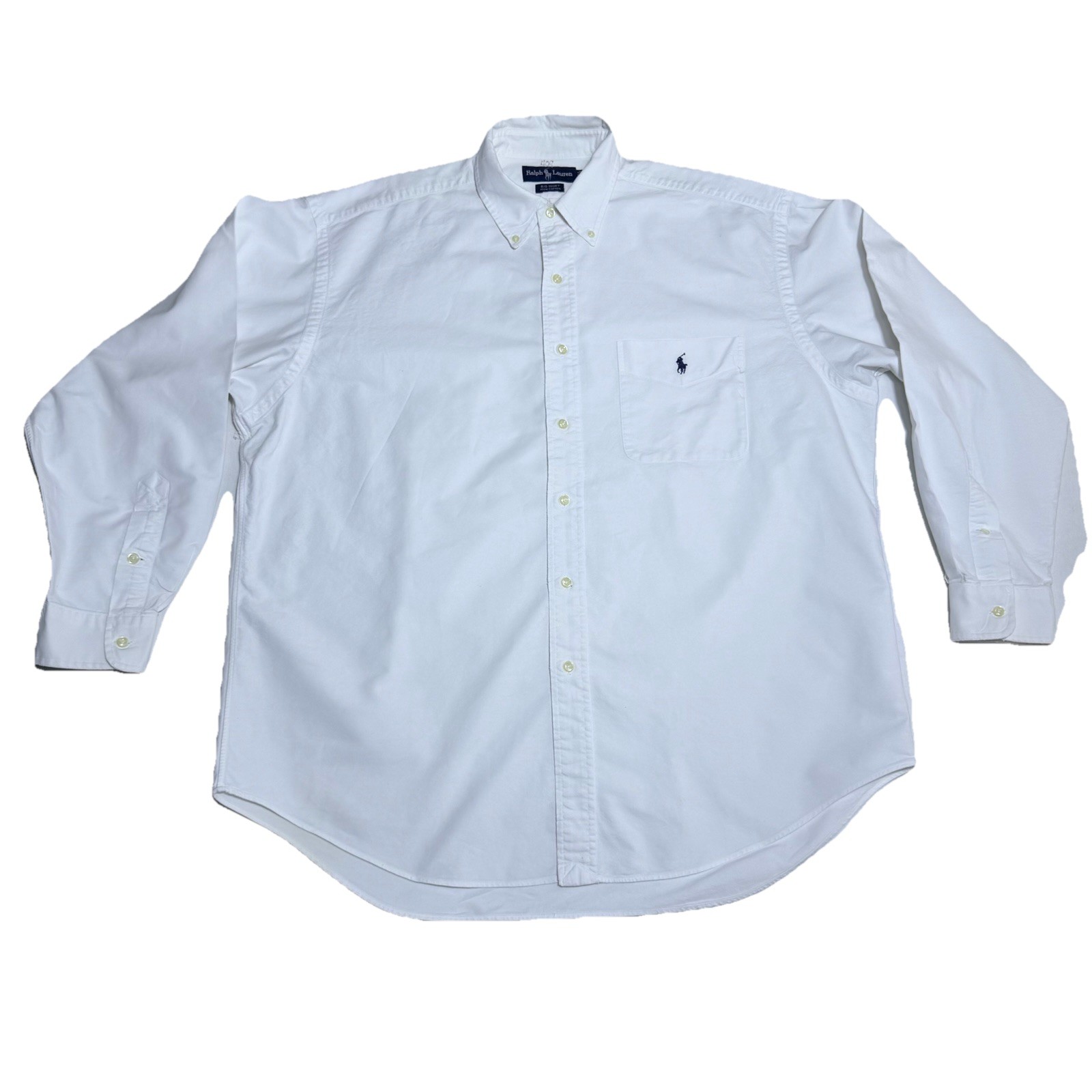 Polo Ralph Lauren Large Vintage 90 The Big Shirt Oxford White Pocket Long Sleeve
