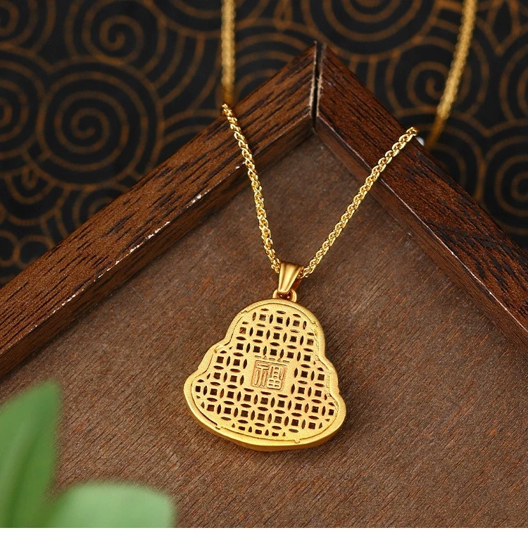 Collar Colgante Buda Chapado en Oro 18K Cristal Étnico Piedras Preciosas Joyería Regalo Foto 4 de 4